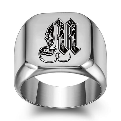 Classic Noble Initial Ring | White Gold
