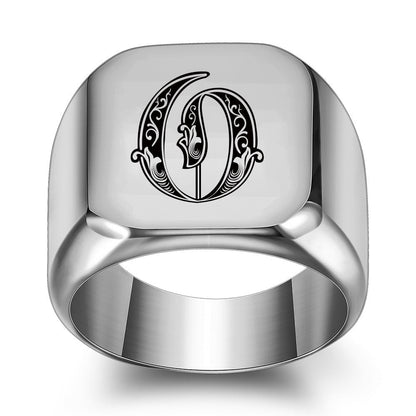 Classic Noble Initial Ring | White Gold
