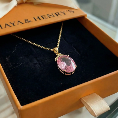 Pink Sapphire Imperial Oval Necklace | Gold