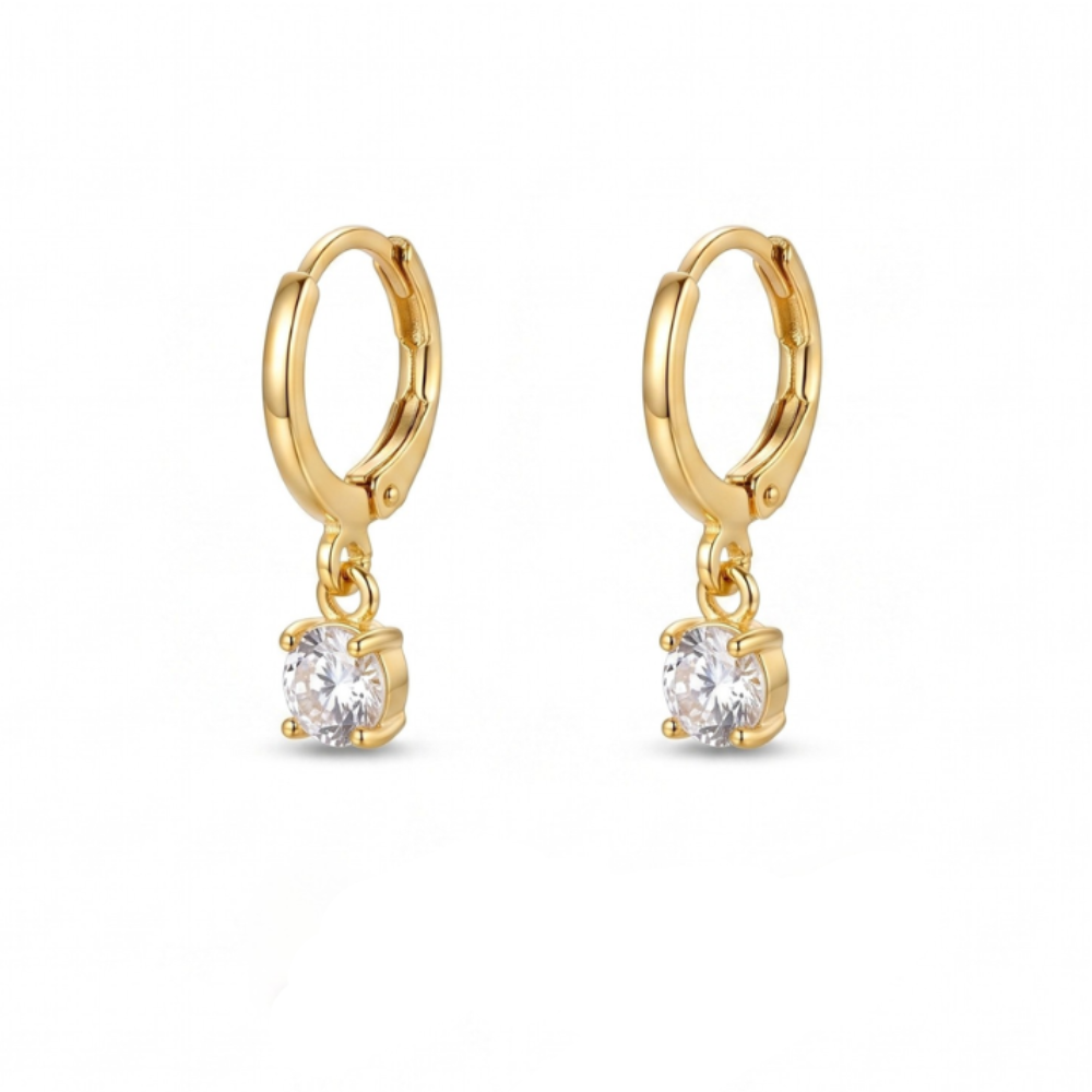 Larmes de Lune Stone Hoop Earrings | White Gold
