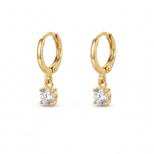 Larmes de Lune Stone Hoop Earrings | Gold